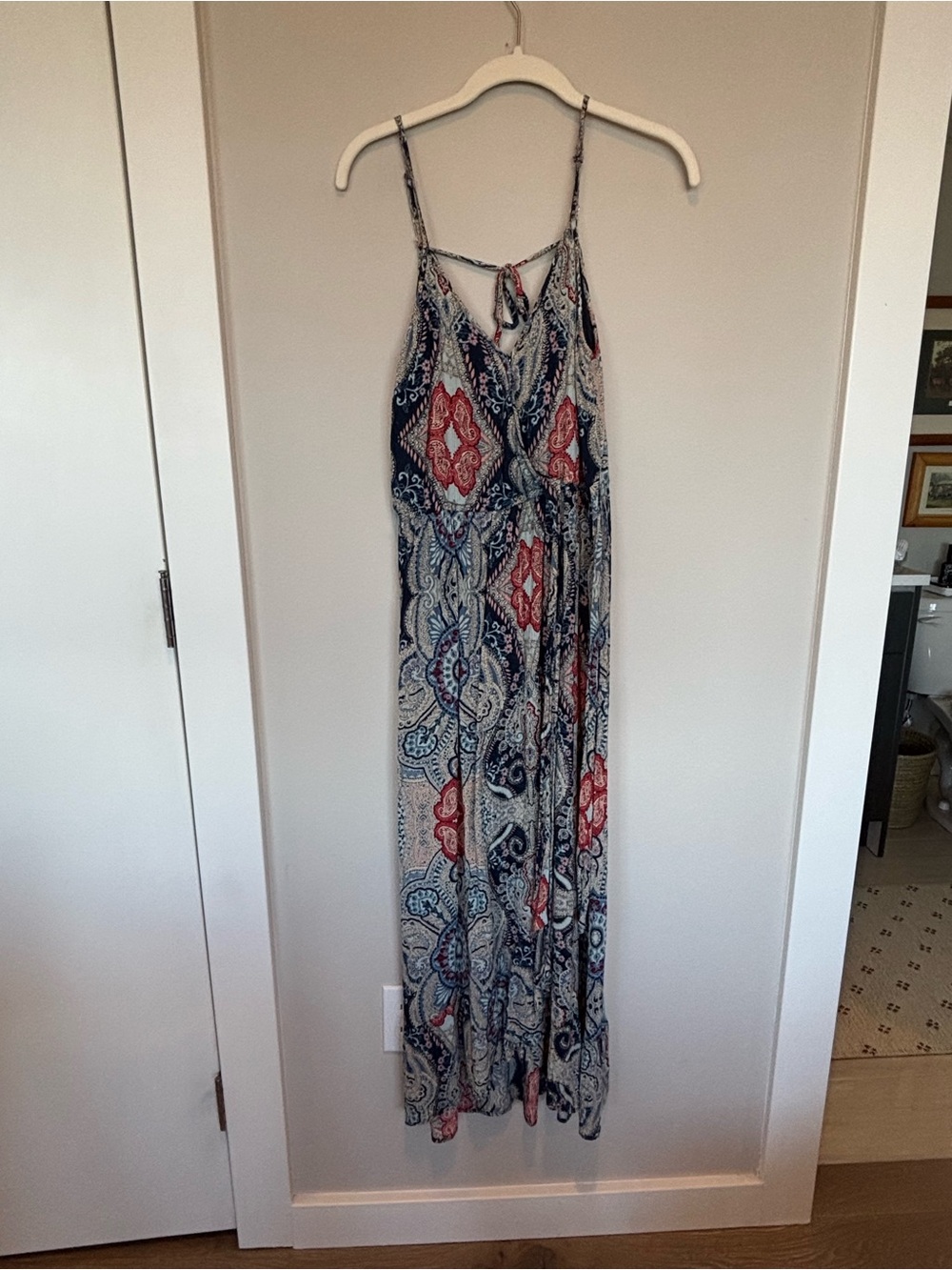 Band of Gypsies Navy, Red & Cream Paisley Maxi Dress - Picture 2 of 5